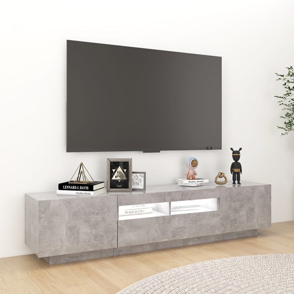 vidaXL TV skapītis ar LED lampiņām, 180x35x40 cm, betona pelēks цена и информация | TV galdiņi | 220.lv