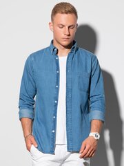 Vīriešu krekls ar garām piedurknēm Ombre K568 zils cena un informācija | Vīriešu krekli | 220.lv