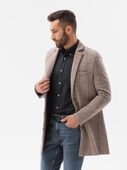 Элегантное мужское пальто Ombre C500, бежевое цена и информация | Мужские пальто | 220.lv