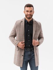 Элегантное мужское пальто Ombre C500, бежевое цена и информация | Мужские пальто | 220.lv