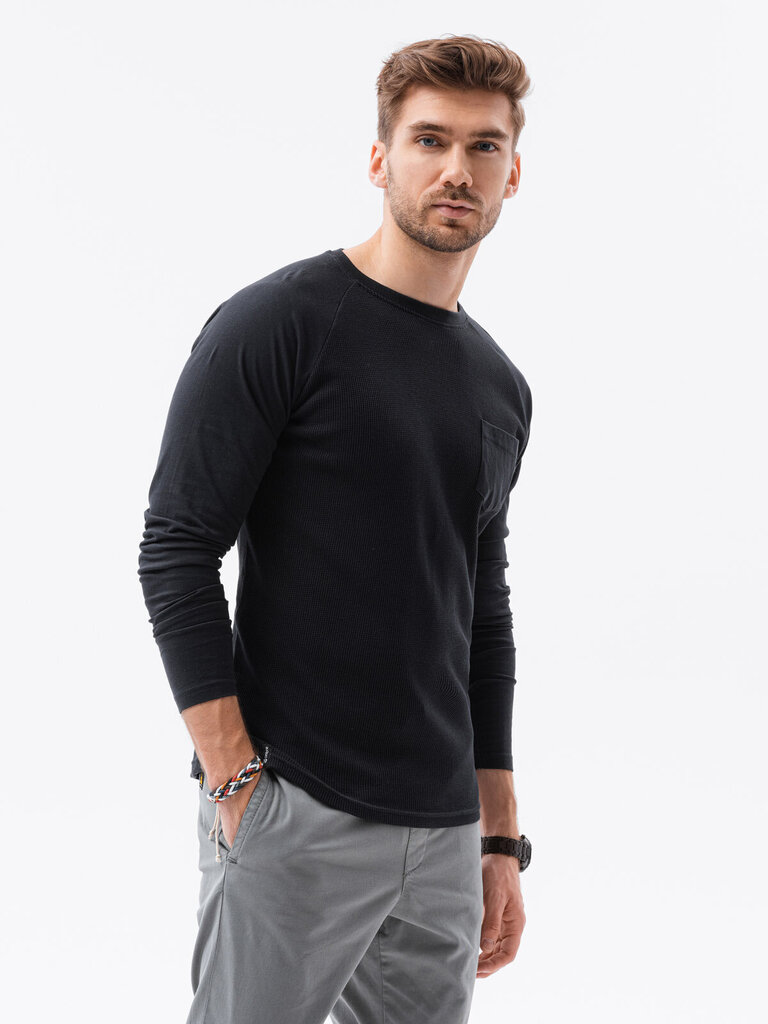 Vīriešu krekls ar garām piedurknēm Ombre L137 melns cena un informācija | Vīriešu T-krekli | 220.lv