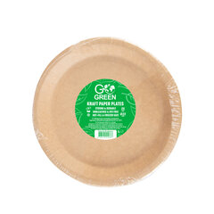 Тарелки из крафт-бумаги Go Green & Oslash; 22см 20 шт. цена и информация | Праздничная одноразовая посуда | 220.lv