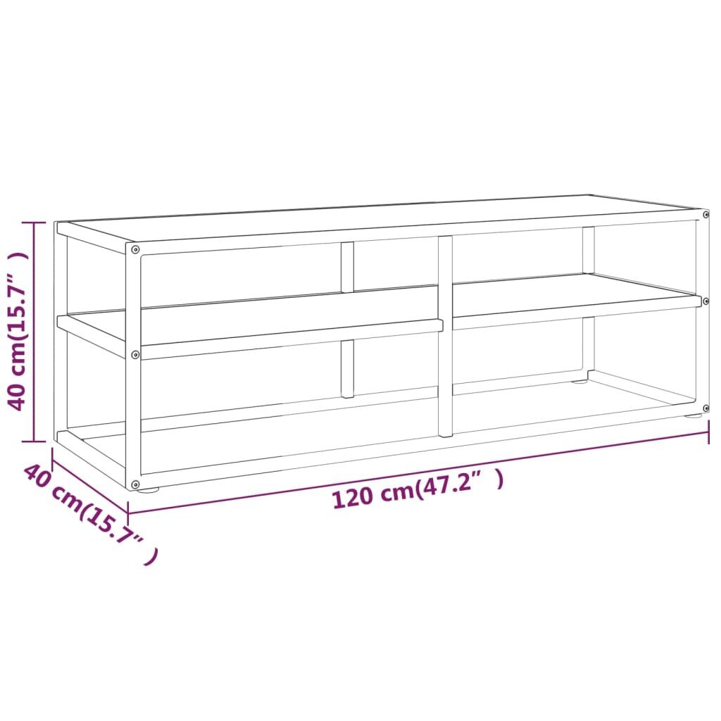 vidaXL TV galdiņš, melns, balts marmora raksts, 120x40x40 cm, stikls cena un informācija | TV galdiņi | 220.lv