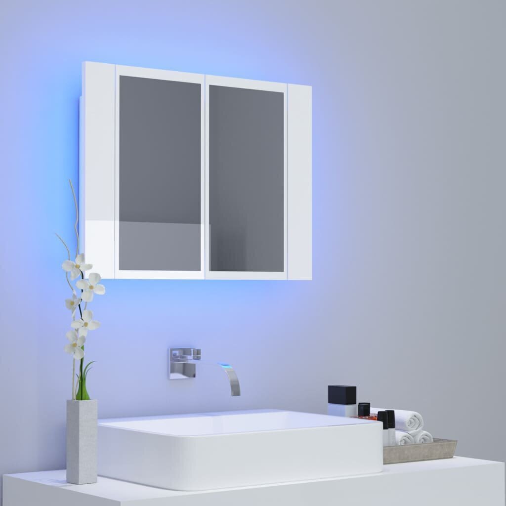 Vannas skapis vidaXL LED 60, balts cena un informācija | Vannas istabas skapīši | 220.lv