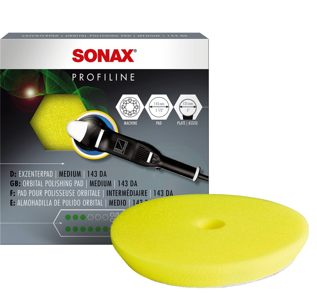 SONAX Polishing Sponge yellow Dual Action Finish Pad, Mīksta Dzeltenā pulēšanas ripa, 143mm cena un informācija | Auto ķīmija | 220.lv