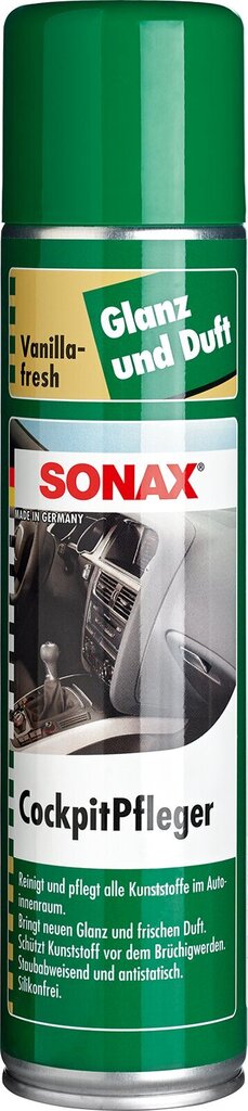SONAX Cockpit Spray vanilla-fresh, Paneļa un plastmasas kopšanas līdzeklis ar Vaniļas aromātu, 400ml cena un informācija | Auto ķīmija | 220.lv