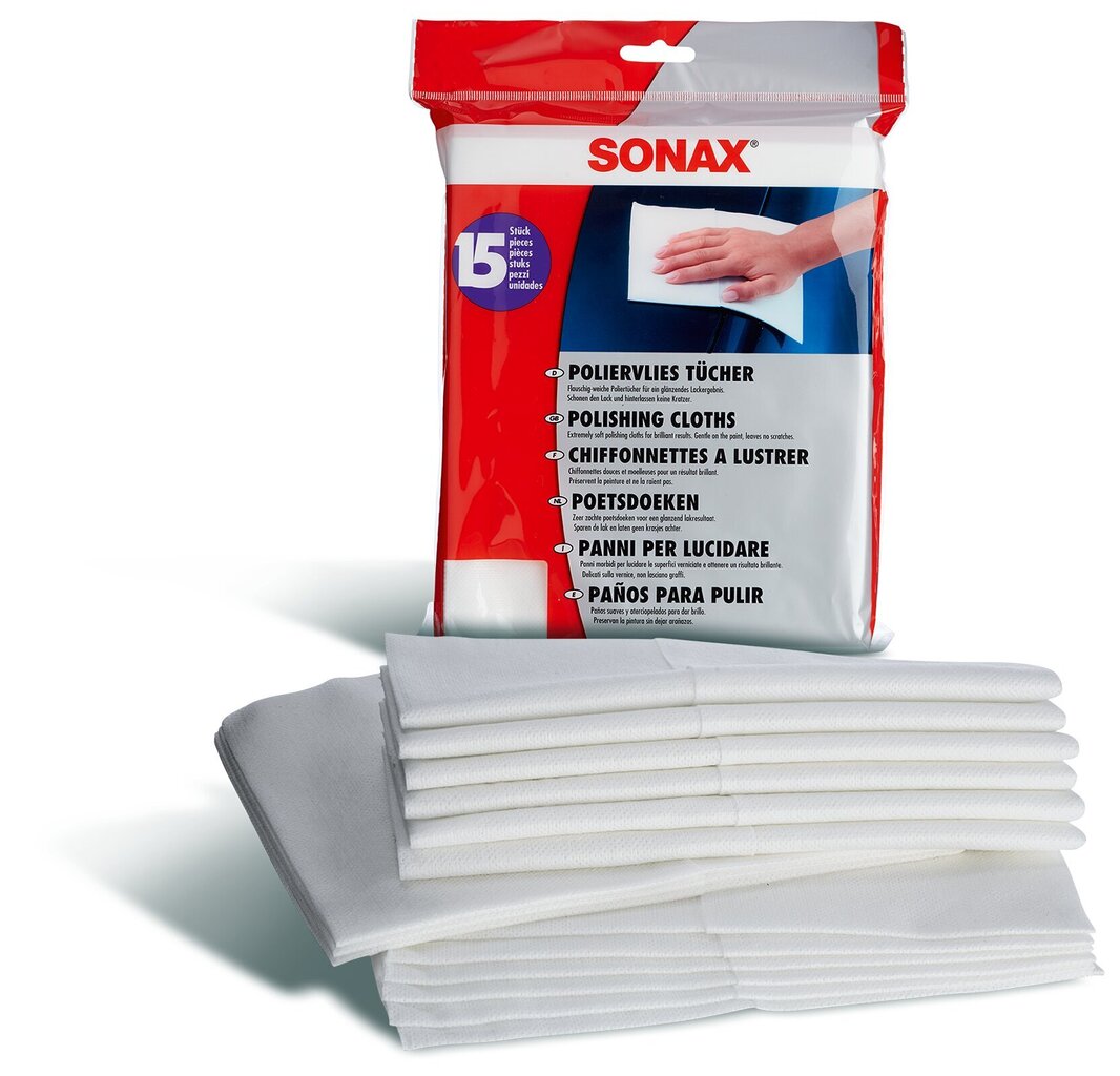 SONAX Polishing Cloths, Pulēšanas audums, 15gb cena un informācija | Tīrīšanai, salvetes | 220.lv