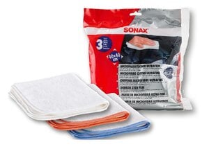 SONAX Micrfibre Cloths ultrafine, Mikrošķiedras audums, 3gb цена и информация | Для чистки, салфетки | 220.lv