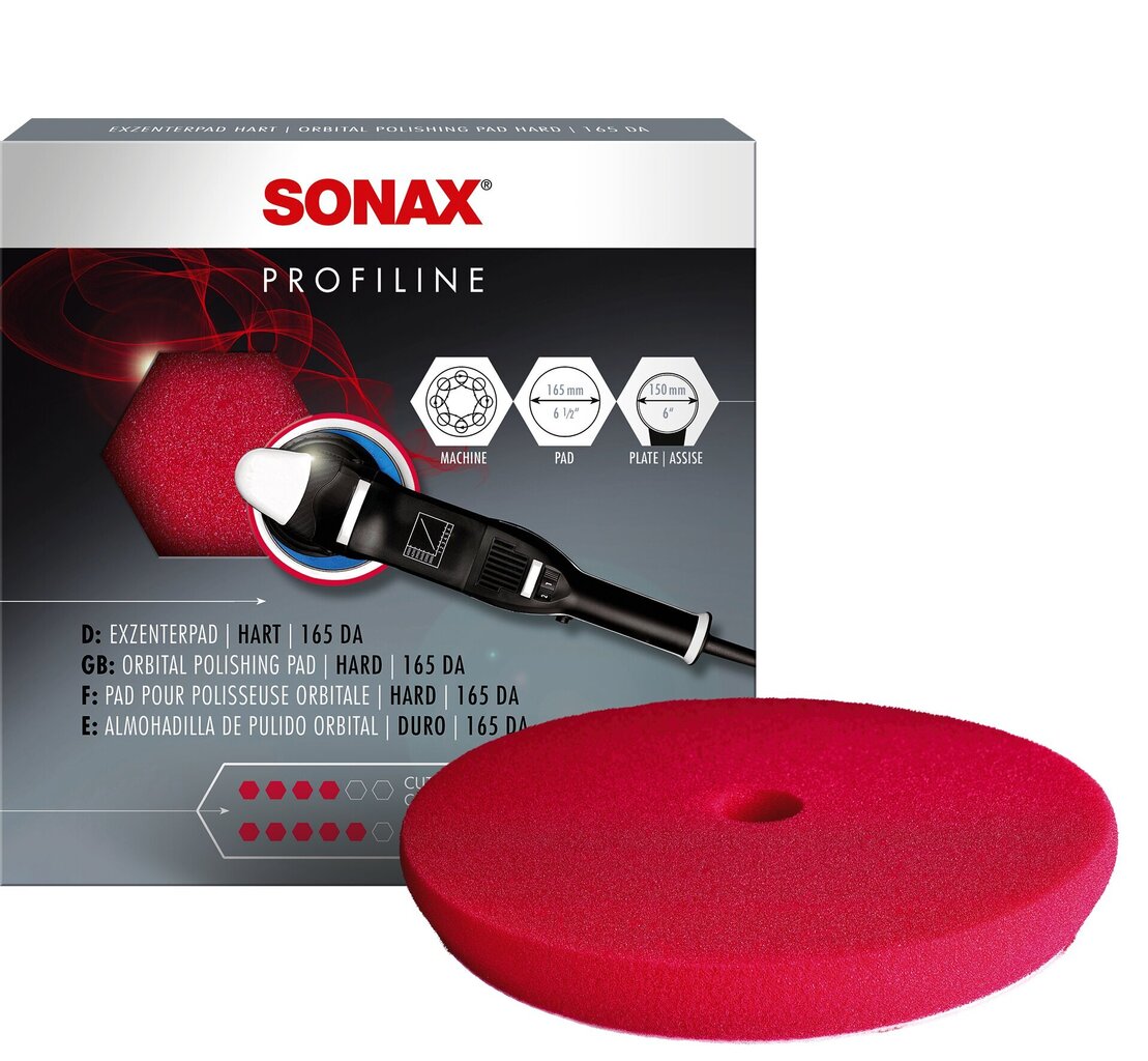 SONAX Polishing Sponge red Dual Action Cut Pad, Cieta Sarkanā pulēšanas ripa, 165mm цена и информация | Tīrīšanai, salvetes | 220.lv