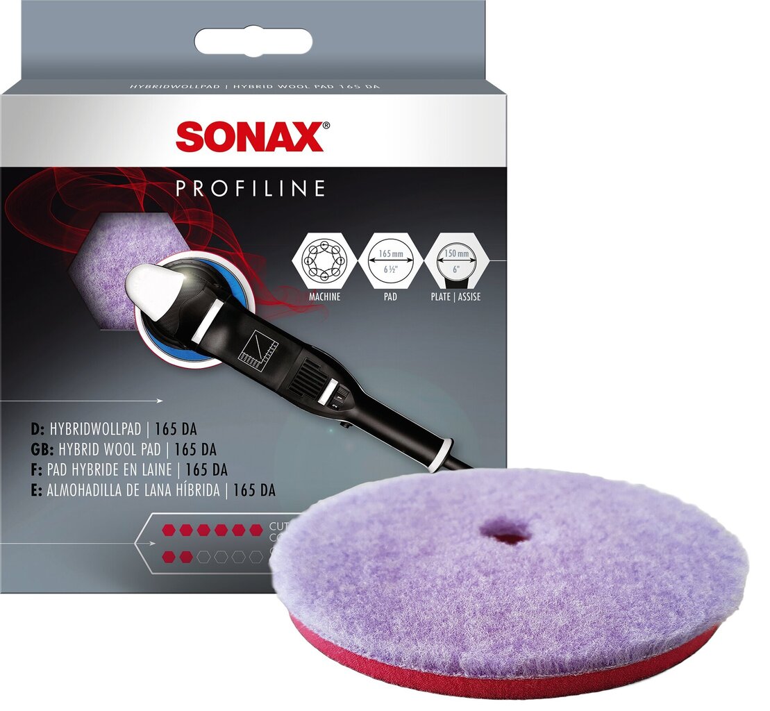 SONAX Hybrid Wool Pad, Pulēšanas ripa ar Jēra vilnu un poliesteru, 165mm cena un informācija | Tīrīšanai, salvetes | 220.lv