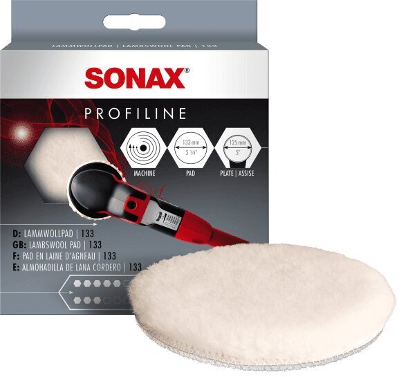 SONAX Lambskin Pad, Pulēšanas ripa no jēra ādas, 130mm цена и информация | Tīrīšanai, salvetes | 220.lv