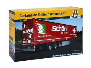 Сборная пластиковая модель Italeri - Curtainside Trailer Schoeni.ch, 1/24, 3918 цена и информация | Kонструкторы | 220.lv