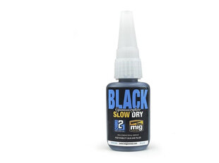 AMMO MIG - BLACK SLOW DRY CYANOACRYLATE (Līme) 21gr, 8034 cena un informācija | Modelēšanas un zīmēšanas piederumi | 220.lv