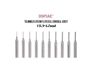 DSPIAE - DB-03 TUNGSTEN STEEL DRILL BIT (Urbju komplekts 0.3 - 1.2mm), DS56016 cena un informācija | Rokas instrumenti | 220.lv