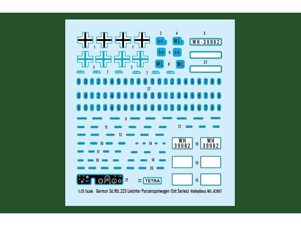 Hobbyboss - German Sd.Kfz.223 Leichter Panzerspähwagen (1st Series), 1/35, 83817 цена и информация | Konstruktori | 220.lv