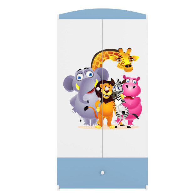 Drēbju skapis Babydreams - Zoo, zils цена и информация | Bērnu skapji | 220.lv