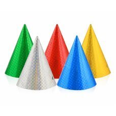 Hologrāfiskas cepures, dažādas krāsas / 6 gab cena un informācija | Svētku dekorācijas | 220.lv