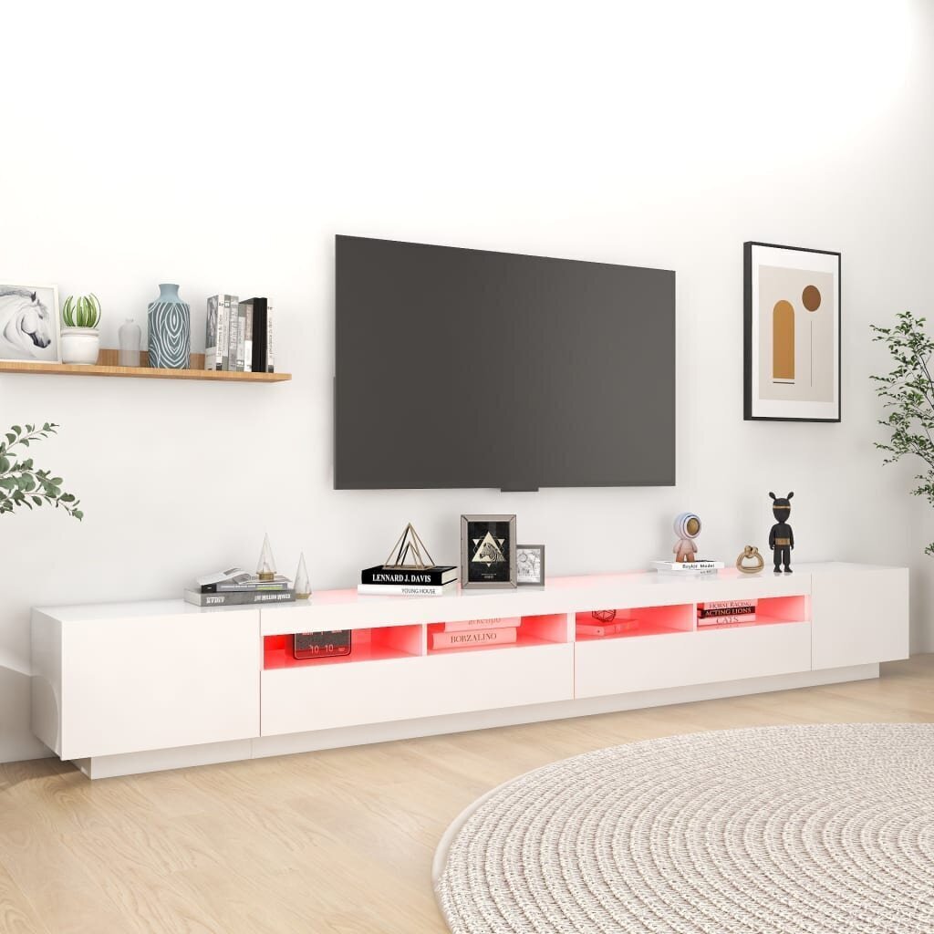 vidaXL TV skapītis ar LED lampiņām, 300x35x40 cm, balts цена и информация | TV galdiņi | 220.lv