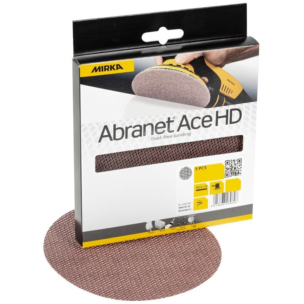 Mirka Abranet ACE HD 125mm P40 (5gab) cena un informācija | Slīpmašīnas | 220.lv