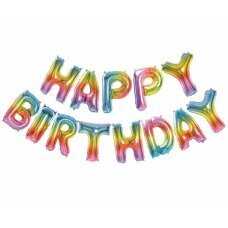 Folija balonu komplekts Daudz laimes dzimšanas dienā, varavīksne cena un informācija | Baloni | 220.lv