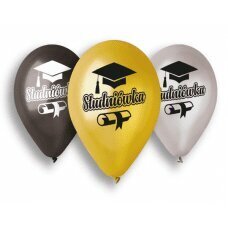 Premium Helium baloni 13 Studniówka, metālisks, 5 gab cena un informācija | Baloni | 220.lv