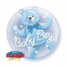 Folija balons 24 QL Bubble dubultā Lācītis balonā Baby Boy цена и информация | Шарики | 220.lv