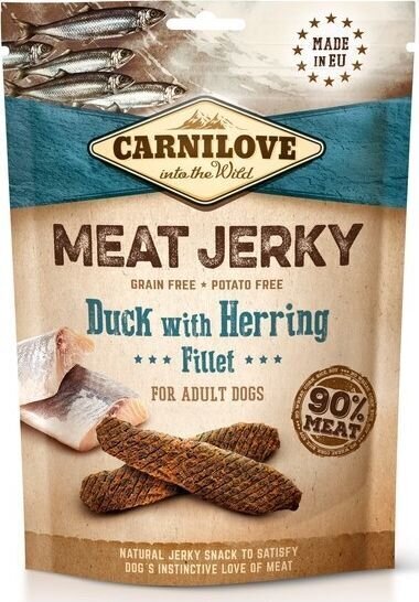 Carnilove Jerky Gardumi Suņiem, Ar Pīli Un Siļķi 100g cena un informācija | Gardumi suņiem | 220.lv