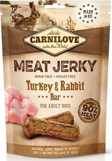 Carnilove Jerky Gardumi Suņiem, Ar Tītara Un Truša Gaļu 100g cena un informācija | Gardumi suņiem | 220.lv