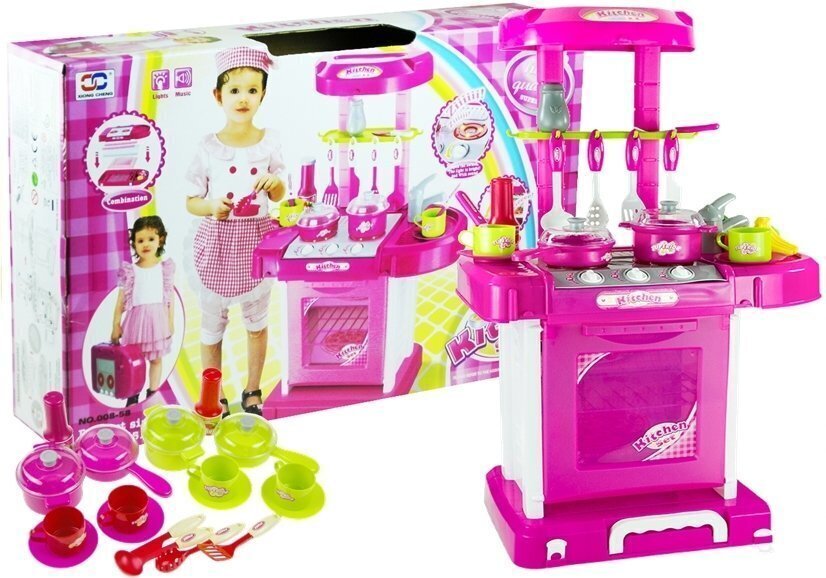 Liela 2in1 virtuve ar gaismu/skaņu, salocīta koferī цена и информация | Rotaļlietas meitenēm | 220.lv