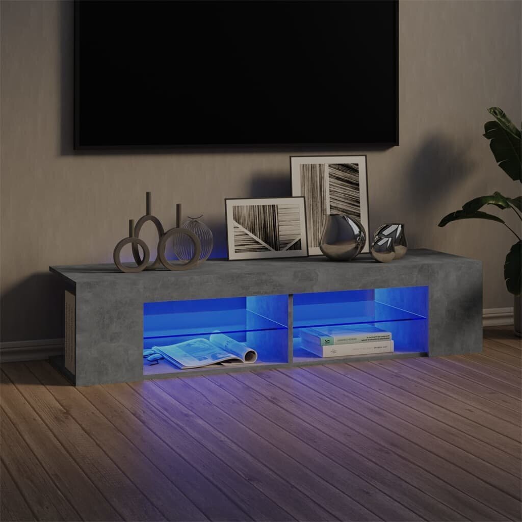 vidaXL TV galdiņš ar LED lampiņām, 135x39x30 cm, betona pelēks cena un informācija | TV galdiņi | 220.lv