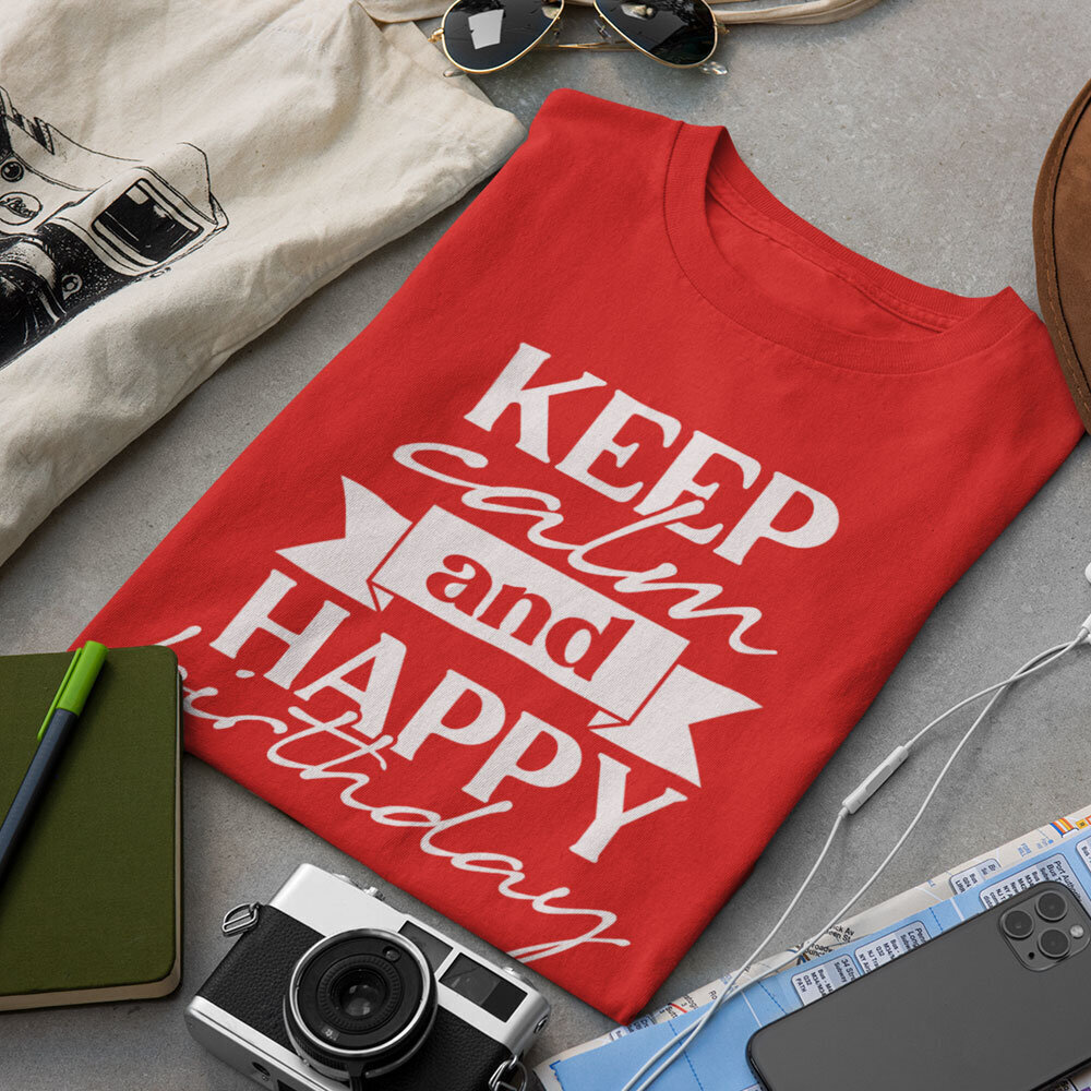 T-krekls "Keep calm and happy birthday" cena un informācija |  Oriģināli T-krekli | 220.lv