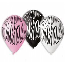 Premium baloni Zebra Strips, 12 / 6 gab. cena un informācija | Baloni | 220.lv