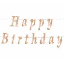 Garland BC Happy Birthday, DIY, metālisks rozā zelts, 11x200 cm cena un informācija | Svētku dekorācijas | 220.lv