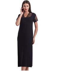 Ночная рубашка из бамбукового волокна для женщин 12181, черная цена и информация | Женские пижамы, ночнушки | 220.lv