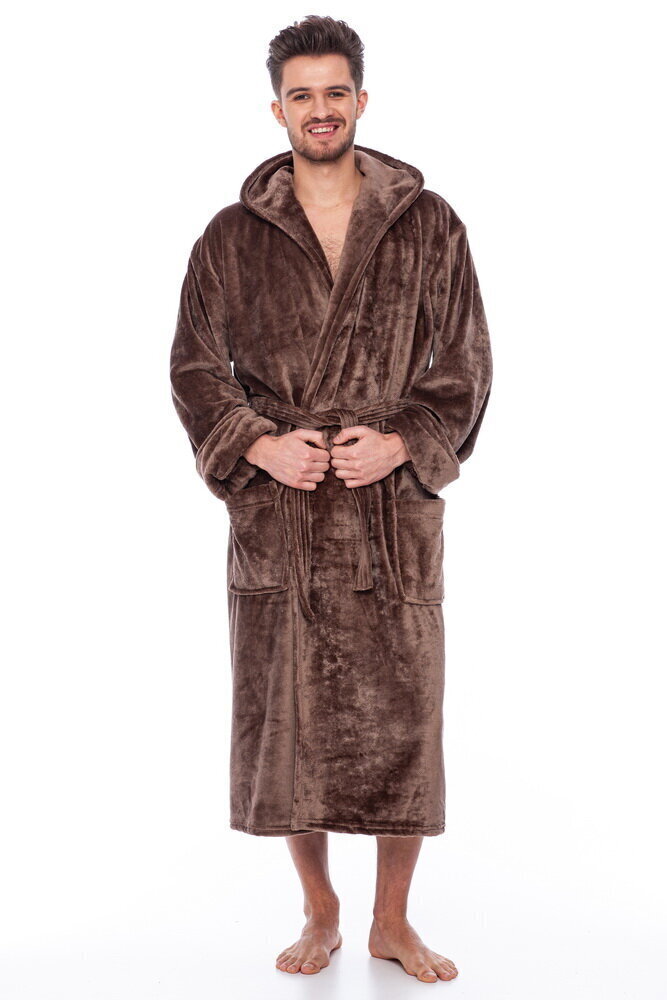 Peldmētelis vīriešiem ar kapuci Elite Bamboo, brūns cena un informācija | Vīriešu halāti, pidžamas | 220.lv