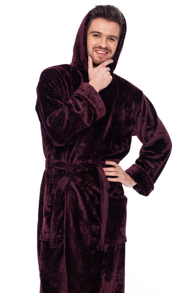 Peldmētelis ar kapuci vīriešiem Elite Bamboo, tumši bordo cena un informācija | Vīriešu halāti, pidžamas | 220.lv