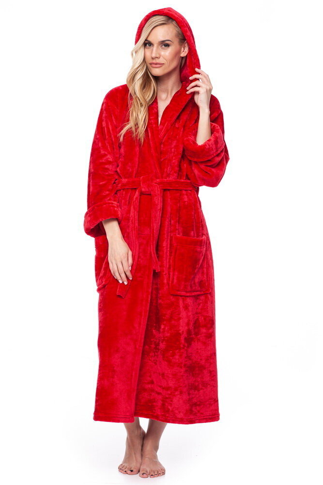 Bambusa šķiedras halāts ar kapuci sievietēm Angora Bamboo, sarkans cena un informācija | Sieviešu halāti | 220.lv