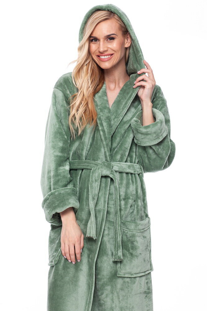 Bambusa šķiedras halāts ar kapuci sievietēm Angora Bamboo, zaļš цена и информация | Sieviešu halāti | 220.lv