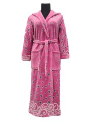 Bambusa šķiedras halāts ar kapuci, ar pelēkām sirsniņām sievietēm Elite Bamboo, rozā cena un informācija | Sieviešu halāti | 220.lv