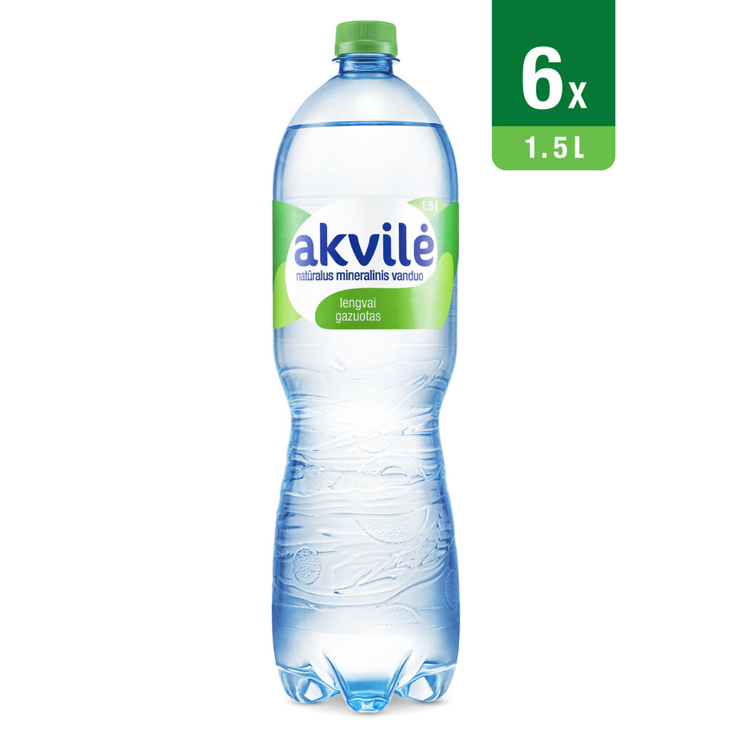 Viegli gāzēts dabīgais minerālūdens Akvilė, 6 x 1,5 l cena un informācija | Ūdens | 220.lv