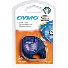 Plastmasas lente Dymo LetraTag, 12 mm x 4 m/melna uz caurspīdīgas (S0721540) cena un informācija | Piederumi printerim | 220.lv