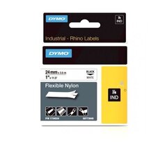 Lente Dymo Rhino Nylon elastīgā 24 mm x 3,5 m/ melna uz balta/ elastīga (1734524) cena un informācija | Piederumi printerim | 220.lv