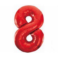 Folijas balons ar numuru 8, sarkans, 85 cm cena un informācija | Baloni | 220.lv