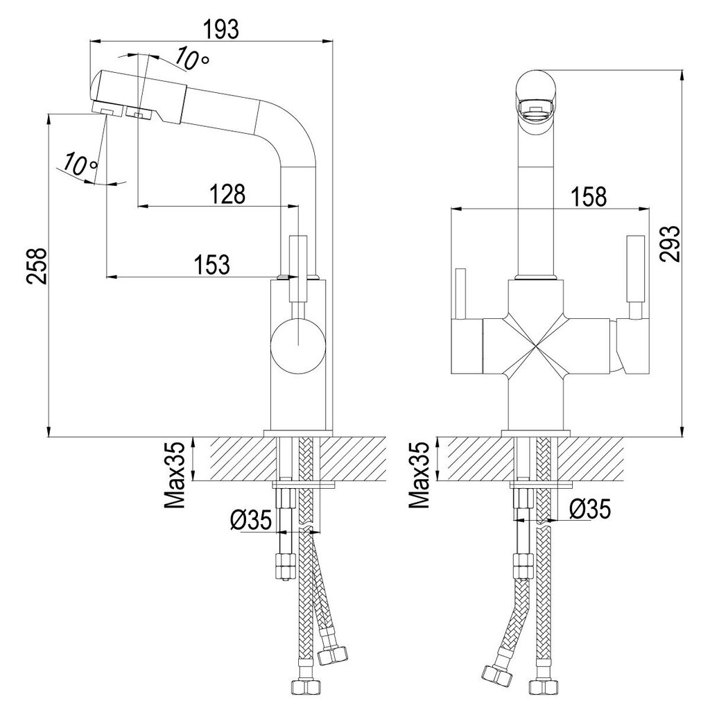 Virtuves jaucējkrāns Rossinka Z35-31 цена и информация | Ūdens maisītāji virtuvei | 220.lv