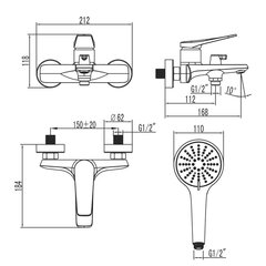 Смеситель для ванны с монолитным изливом LEMARK LM3714GM BRONX цена и информация | Смесители | 220.lv