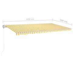 Nojume ar LED/vēja sensoru, dzeltena/balta, 600x350cm цена и информация | Зонты, маркизы, стойки | 220.lv