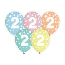 Balons ar ciparu 2, 12 / 5 gab. cena un informācija | Baloni | 220.lv