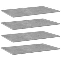 vidaXL plauktu dēļi, 4 gab., betonpelēki, 80x50x1,5 cm, skaidu plāksne cena un informācija | Plaukti | 220.lv