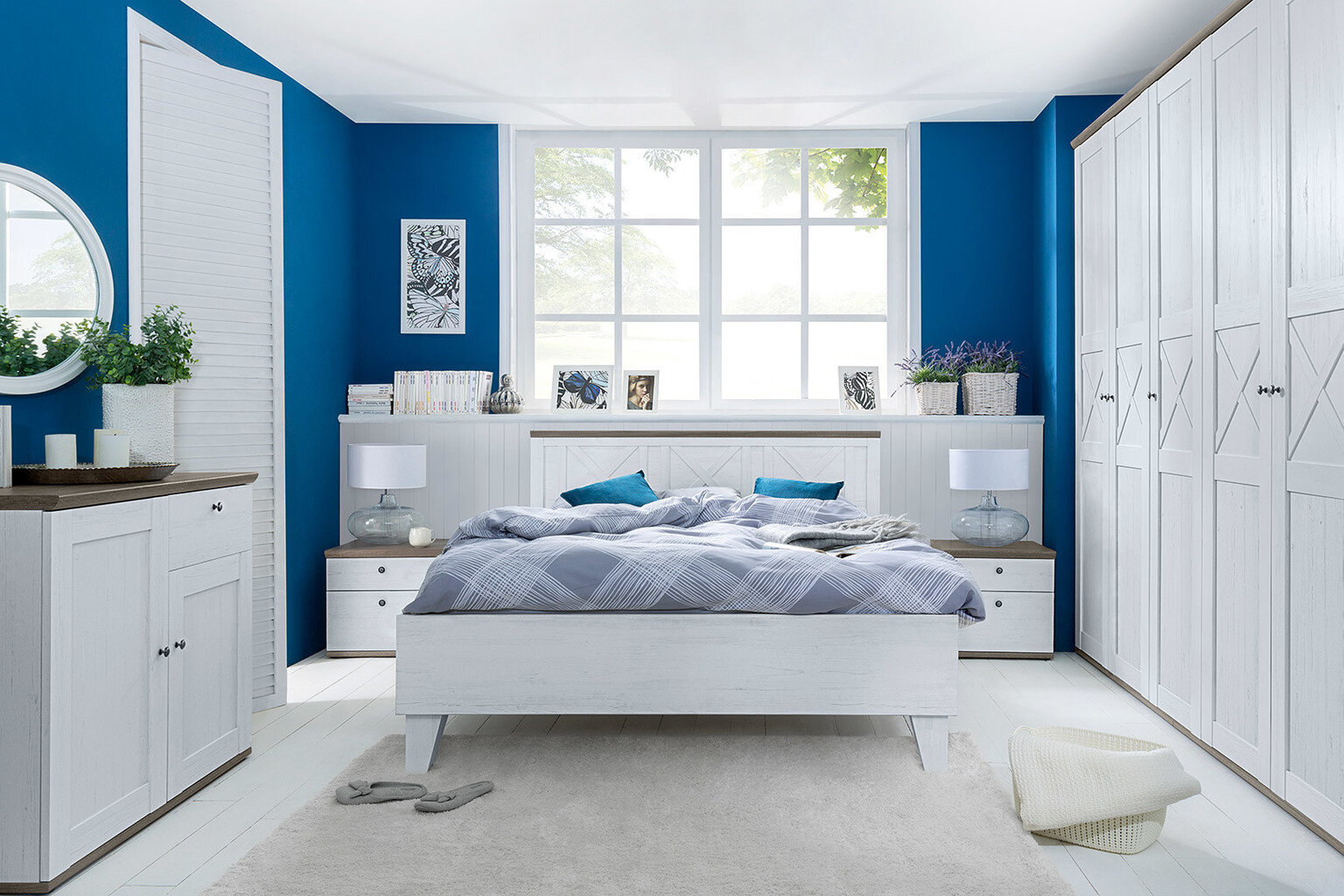 Guļamistabas komplekts Stokholma, balts/brūns cena un informācija | Komplekti guļamistabai | 220.lv