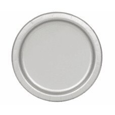 Тарелки бумажные, серебряные, 23 см, 16 шт. (Без пластика) цена и информация | Праздничная одноразовая посуда | 220.lv